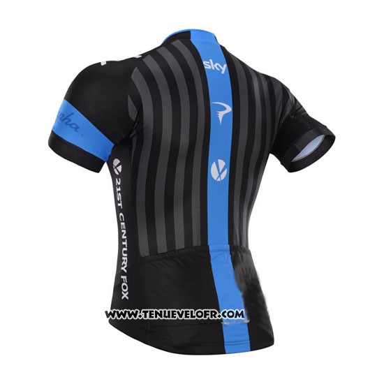 2015 Maillot Ciclismo Sky Azur et Noir Manches Courtes et Cuissard
